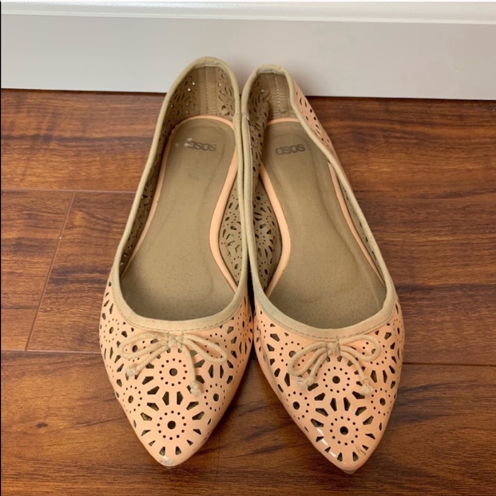 ASOS Nude Laser Cut Pointy Toe Flats